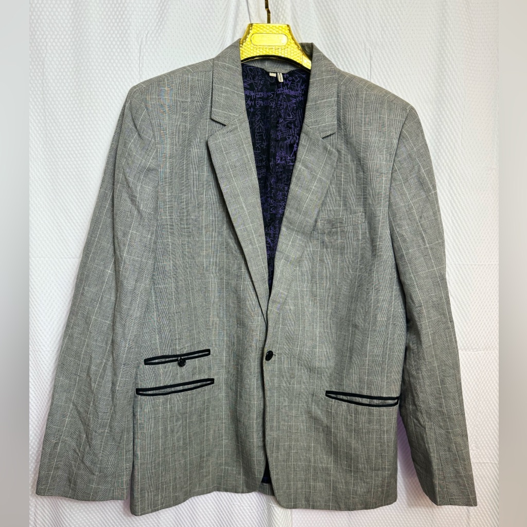 Juicy Couture Vintage Men Blazer Jacket Grey Size 44 Super Rare Cotton & Linen